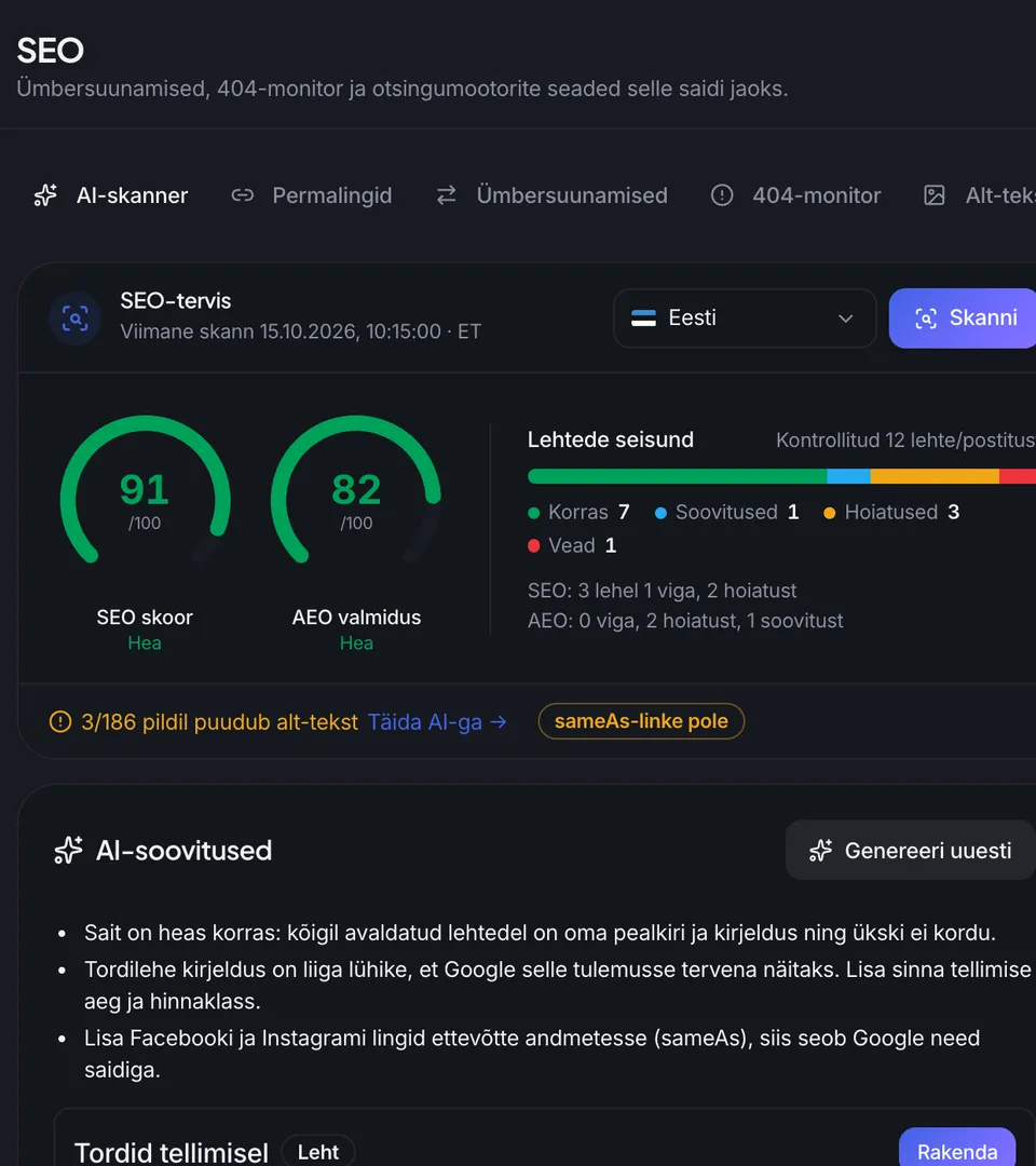 The SEO view of the Husly admin